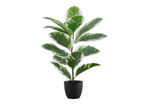 27" Tall Real Touch Artificial Rubber Plant with Adjustable Leaves - Dark Green