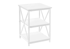 3 Tier Accent Table with Marble Look Top - White, Light Brown, Gray, Black