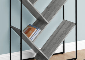 3-Tier Contemporary Bookshelf with V-Shaped Shelves - Reclaimed Wood Finish