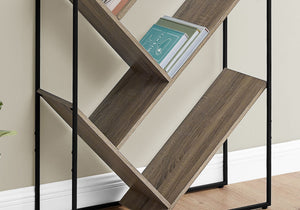 3-Tier Contemporary Bookshelf with V-Shaped Shelves - Reclaimed Wood Finish