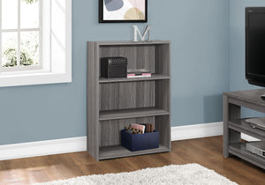 4-Tier Wood Bookshelf with Adjustable Shelves - Dark Gray