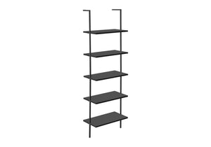 5-Tier Ladder Etagere Bookcase with Marble-Look Shelves - Black or White