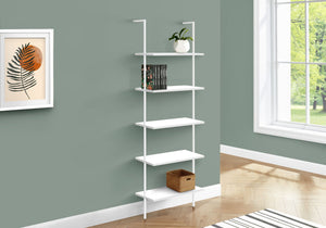 5-Tier Ladder Etagere Bookcase with Marble-Look Shelves - Black or White