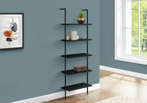 5-Tier Ladder Etagere Bookcase with Marble-Look Shelves - Black or White