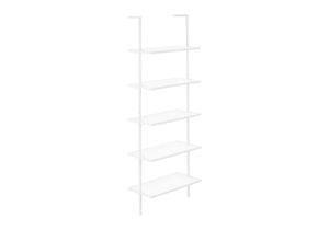 5-Tier Ladder Etagere Bookcase with Marble-Look Shelves - Black or White