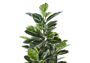 52" Tall Artificial Rubber Tree Indoor Plant with Real Touch Leaves - Dark Green