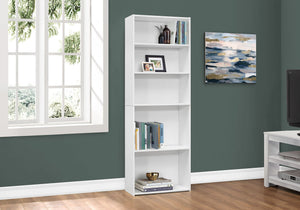 6-Tier Transitional Bookshelf with Adjustable Shelves - White, Dark Gray, Light Brown, Dark Brown