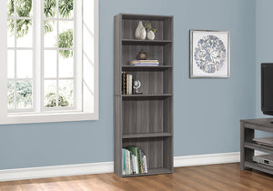 6-Tier Transitional Bookshelf with Adjustable Shelves - White, Dark Gray, Light Brown, Dark Brown