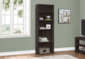 6-Tier Transitional Bookshelf with Adjustable Shelves - White, Dark Gray, Light Brown, Dark Brown