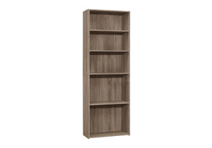 6-Tier Transitional Bookshelf with Adjustable Shelves - White, Dark Gray, Light Brown, Dark Brown