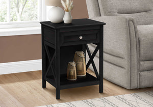 Accent End Table with Storage Drawer - Transitional Style - Black, White, or Dark Gray