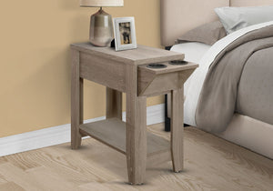 Accent Side Table with Storage and Built-In Lamp - Dark Brown or Dark Gray
