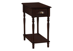 Accent Side Table with Storage Drawer - Traditional Wood, Dark Brown or Green