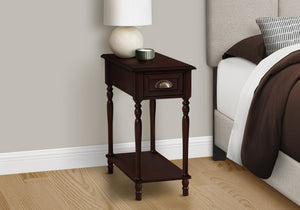 Accent Side Table with Storage Drawer - Traditional Wood, Dark Brown or Green