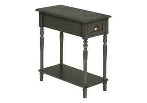 Accent Side Table with Storage Drawer - Traditional Wood, Dark Brown or Green