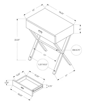 Accent Side X Table with Storage Drawer – Wood & Metal Modern Table