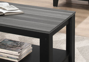 Black Wood Living Room Table Set with Bottom Shelves - Set of 3