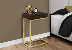 C-Shaped Accent Table with Storage Drawer - Black or Gold