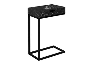C-Shaped Accent Table with Storage Drawer - Black or Gold