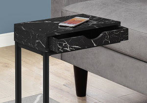 C-Shaped Accent Table with Storage Drawer - Black or Gold