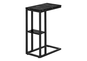 C-Shaped Marble Look Accent Table with Metal Frame - Multiple Colors