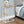 C-Shaped Marble Look Accent Table with Metal Frame - Multiple Colors