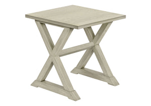 Compact Square Accent End Table with Trestle Base - White, Dark Brown, or Black