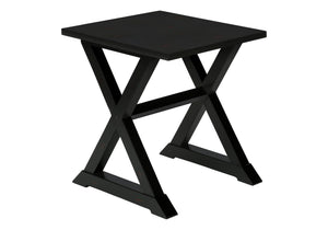 Compact Square Accent End Table with Trestle Base - White, Dark Brown, or Black