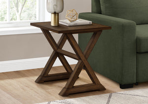 Compact Square Accent End Table with Trestle Base - White, Dark Brown, or Black