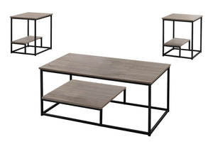 Contemporary 3-Piece Living Room Table Set with Storage Shelf - White or Dark Brown
