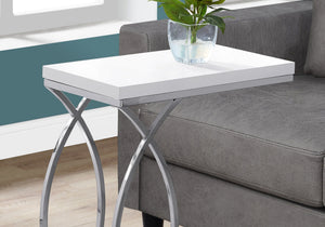 Contemporary C-Shaped Accent Table with Metal Supports - Gray or White