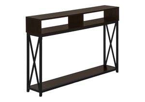 Contemporary Console Table with Metal X-Frame - Light Brown, Dark Brown, Dark Gray