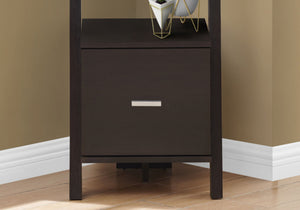 Contemporary Corner Ladder Bookshelf with Drawer Storage - Dark Brown or Gray