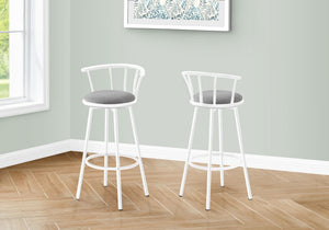 Contemporary Modern Swivel Bar Stool Set with Full Back - White or Pearl Silver