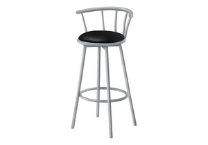 Contemporary Modern Swivel Bar Stool Set with Full Back - White or Pearl Silver