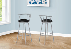 Contemporary Modern Swivel Bar Stool Set with Full Back - White or Pearl Silver