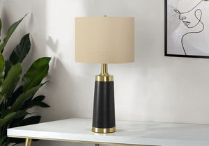 Contemporary Table Lamp with Linen Shade - Black & Cream