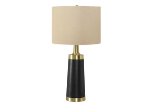 Contemporary Table Lamp with Linen Shade - Black & Cream