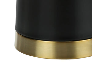 Contemporary Table Lamp with Linen Shade - Black & Cream
