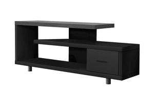 Contemporary Wood TV Stand with Storage Cabinet - Black, White, Dark Brown