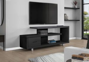 Contemporary Wood TV Stand with Storage Cabinet - Black, White, Dark Brown