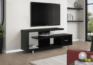 Contemporary Wood TV Stand with Storage Cabinet - Black, White, Dark Brown