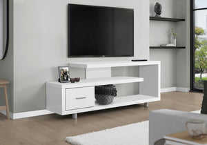 Contemporary Wood TV Stand with Storage Cabinet - Black, White, Dark Brown