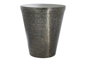 Drum Accent Side Table with Hammered Metal Finish - Gray or Dark Gray