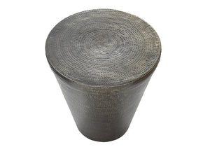 Drum Accent Side Table with Hammered Metal Finish - Gray or Dark Gray