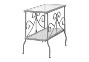 Elegant Design Accent Table with Tempered Glass Top - Gray or White