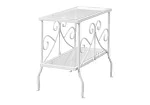Elegant Design Accent Table with Tempered Glass Top - Gray or White