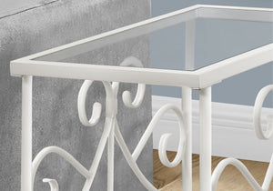 Elegant Design Accent Table with Tempered Glass Top - Gray or White