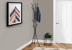 Freestanding Coat Rack Hall Tree with 11 Hooks - Metal - Black, Gray, or White
