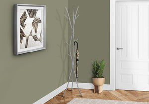 Freestanding Coat Rack Hall Tree with 11 Hooks - Metal - Black, Gray, or White